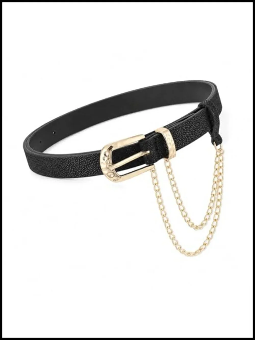 Faux Leather Adjustable Chain Waist Belt for Jeans, Skirts, Dresses